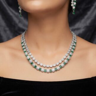 verdant green double strand necklace set