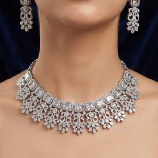 imperial cushion cut diamond style necklace set