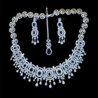 sapphire lattice floral necklace set