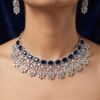 azure empress diamond style necklace set
