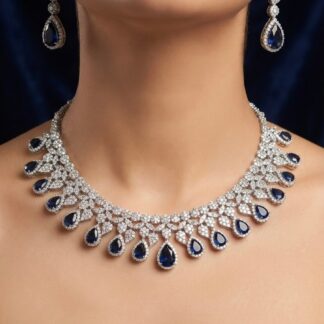 azure teardrop waterfall necklace set