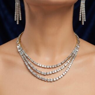 lumiere triple strand tennis necklace set