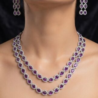 amethyst double strand necklace set