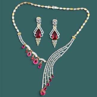 Scarlet cascade necklace set