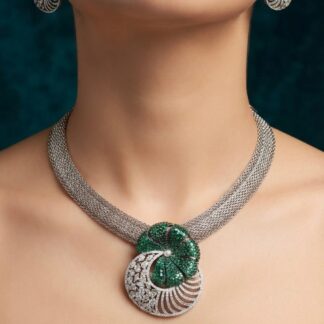 Verdant swirl designer necklace set